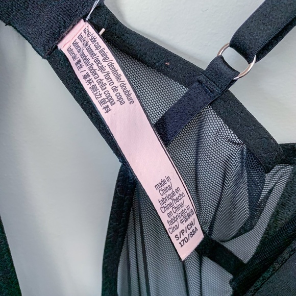 Victoria's Secret Black Mesh Bustier with Rhinestone Bow - Picture 3 of 6